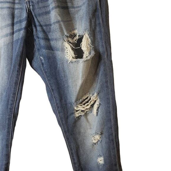 Kancan Boyfriend Distressed Low Rise Skinny Denim Jeans Medium Wash Size 3/25 - Picture 4 of 12
